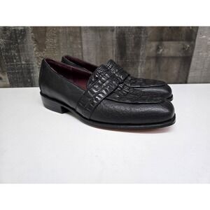 Alligator Accented Black Loafers by David Espinoza Size 6.5 E NEW!